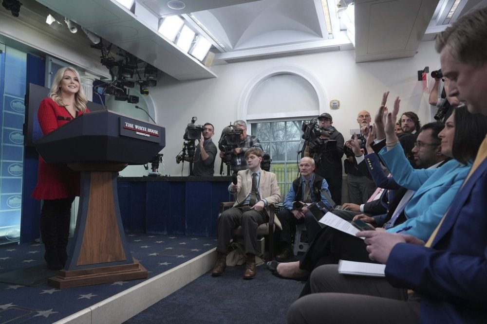 White House Press Secretary Karoline Leavitt speaks during a press briefing at the White House, Friday, Jan. 31, 2025, in Washington. THE CANADIAN PRESS/AP, Jacquelyn Martin
