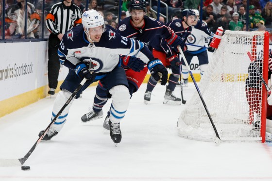 David Gustafsson is one of the players who has stepped up in the absence of Jets captain Adam Lowry.(Jay LaPrete / Associated Press files)