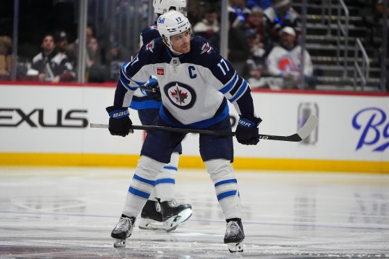 Winnipeg Jets centre Adam Lowry is ready to make his season debut on Tuesday night against the Los Angeles Kings. (David Zalubowski / The Associated Press files)