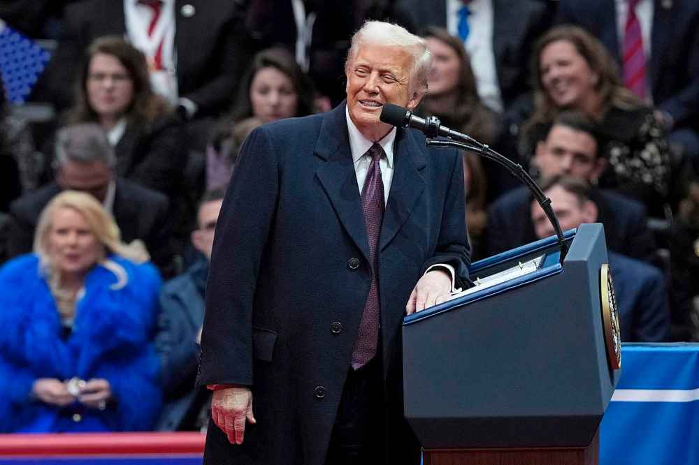 SUSAN WALSH / ASSOCIATED PRESS
President Donald Trump speaks at an indoor Presidential Inauguration parade event in Washington on Monday.