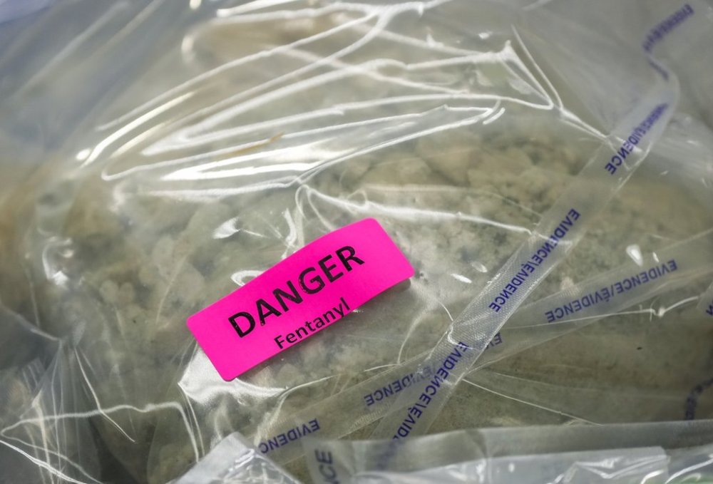 Fentanyl that was seized is displayed before a news conference at RCMP headquarters, in Surrey, B.C., on Thursday, October 31, 2024. THE CANADIAN PRESS/Darryl Dyck