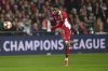 Brest's Edimilson Fernandes attempts a goal during the Champions League opening phase soccer match between Brest and Real Madrid at Roudourou stadium in Guingamp, France, Wednesday, Jan. 29, 2025. (AP Photo/Thibault Camus)