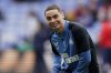FILE - Newcastle United's Miguel Almiron warms up before the English Premier League soccer match against Crystal Palace at Selhurst Park in London, Oct. 23, 2021. (AP Photo/Steve Luciano, File)
