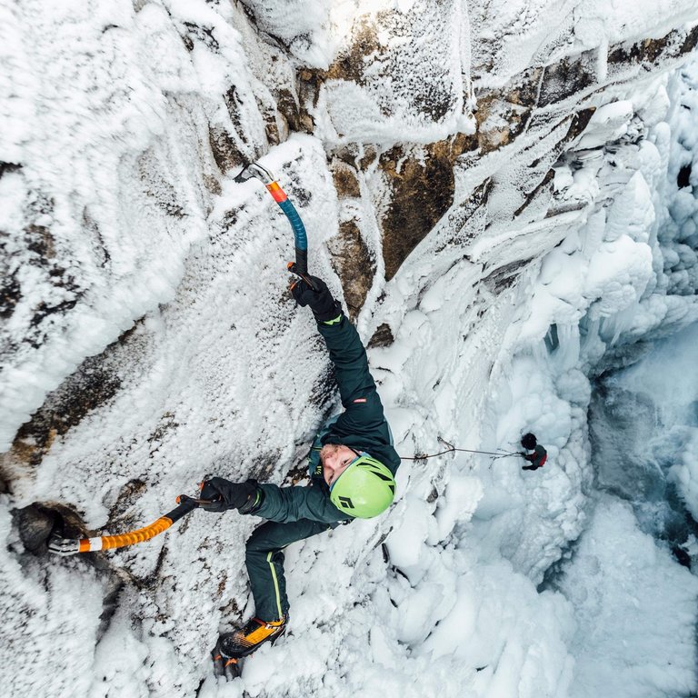 Ice climber Gord McArthur is seen scaling a wall of rock and ice in an undated handout photo. McArthur, from Cranbrook, B.C., is returning to the ice climbing World Cup in Edmonton in February after breaking his jaw at last year's competition. THE CANADIAN PRESS/HO-Drew Lieterman, *MANDATORY CREDIT*