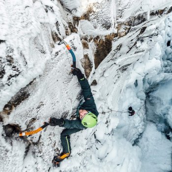 Ice climber Gord McArthur is seen scaling a wall of rock and ice in an undated handout photo. McArthur, from Cranbrook, B.C., is returning to the ice climbing World Cup in Edmonton in February after breaking his jaw at last year's competition. THE CANADIAN PRESS/HO-Drew Lieterman, *MANDATORY CREDIT*