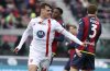 AC Monza's Daniel Maldini celebrates scoring during the Italian Serie A soccer match between Bologna and Monza, at the Renato Dall'Ara Stadium in Bologna, Italy, Saturday, Jan. 18, 2025. (Studio Buzzi/LaPresse via AP)