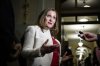 Liberal leadership candidate Chrystia Freeland answers questions from journalists as she makes her way to a meeting of the Liberal caucus, in West Block on Parliament Hill in Ottawa, on Thursday, Jan. 23, 2025. THE CANADIAN PRESS/Justin Tang