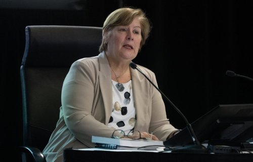 Commissioner Justice Marie-Josee Hogue delivers her opening remarks as the Foreign Interference commission begins fall hearings, Monday, September 16, 2024 in Ottawa.  THE CANADIAN PRESS/Adrian Wyld