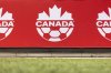 A Soccer Canada logo is displayed on the sideline at Tim Hortons Field in Hamilton, Ontario on Tuesday, May 9, 2023. THE CANADIAN PRESS/Nick Iwanyshyn