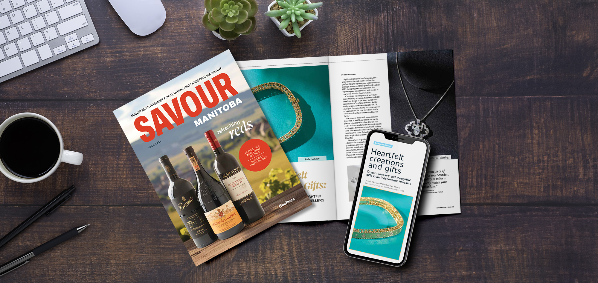 Sponsored content magazine and online article.