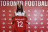 English-born centre back Zane Monlouis poses with his Toronto FC jersey at the MLS team's training centre in Toronto on Wednesday, Feb. 26, 2025. THE CANADIAN PRESS/Neil Davidson