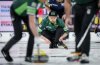 Saskatchewan-McEwen skip Mike McEwen watches his shot while playing Nova Scotia during the Brier, in Kelowna, B.C., on Sunday, March 2, 2025. THE CANADIAN PRESS/Darryl Dyck