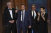 John Lithgow, from left, Ralph Fiennes, Sergio Castellitto, and Isabella Rossellini accepts the award for outstanding performance by a cast in a motion picture for 