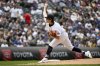FILE - Colorado Rockies starting pitcher Cal Quantrill throws in the first inning of a baseball game against the Chicago Cubs, in Denver, Sept. 15, 2024. (AP Photo/Geneva Heffernan, File)