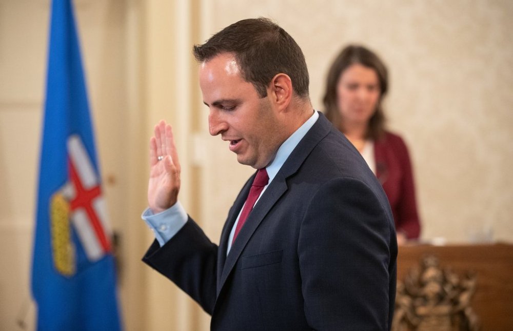 Minister of Education Demetrios Nicolaides is sworn into cabinet in Edmonton on June 9, 2023. THE CANADIAN PRESS/Jason Franson
