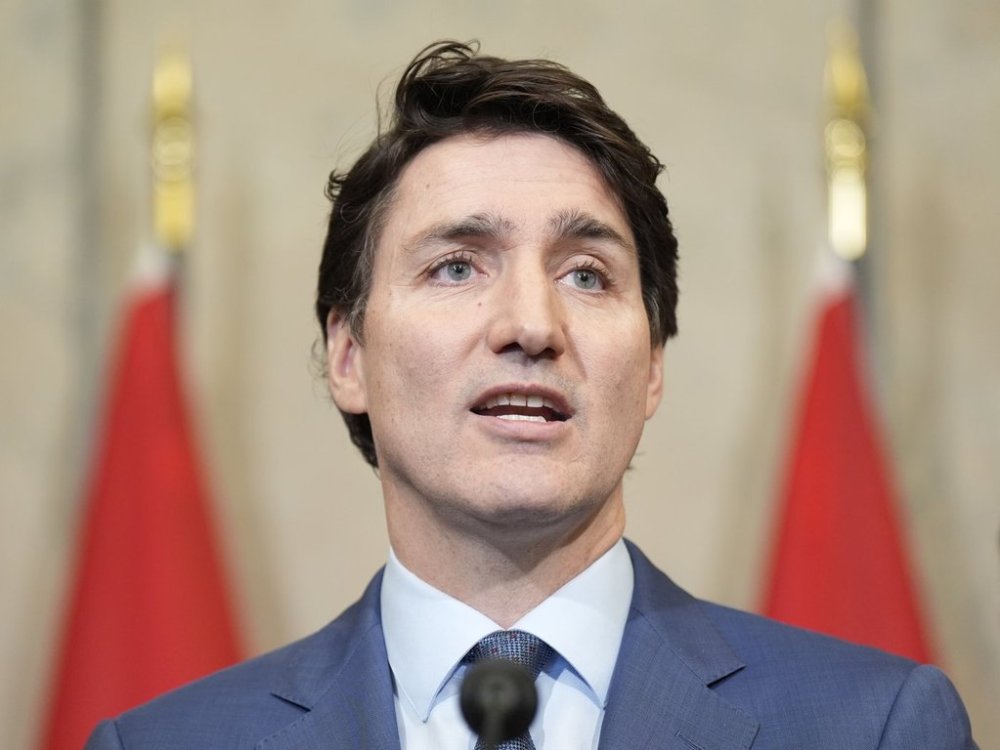 Prime Minister Justin Trudeau holds a news conference on U.S. tariffs in Ottawa on Tuesday, March 4, 2025. Trudeau says he had a