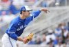 Toronto Blue Jays pitcher Brendon Little works against the New York Yankees during third-inning Grapefruit League MLB baseball action in Dunedin Fla., on Saturday, February 22, 2025. THE CANADIAN PRESS/Nathan Denette