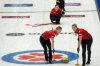 Canada skip Rachel Homan directs her sweeps in the finals against Manitoba during the Scotties Tournament of Hearts in Thunder Bay, Ont., Sunday, Feb. 23, 2025. THE CANADIAN PRESS/David Jackson