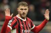 AC Milan's Santiago Gimenez celebrates after scoring his side's first goal during Champions League, playoff second leg soccer match between AC Milan and Feyenoord, at the San Siro stadium in Milan, Italy, Tuesday, Feb.18, 2025. (AP Photo/Luca Bruno)