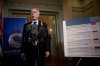 B.C. Conservative Leader John Rustad speaks to reporters following the throne speech at the legislature in Victoria, Tuesday, Feb. 18, 2025. THE CANADIAN PRESS/Chad Hipolito