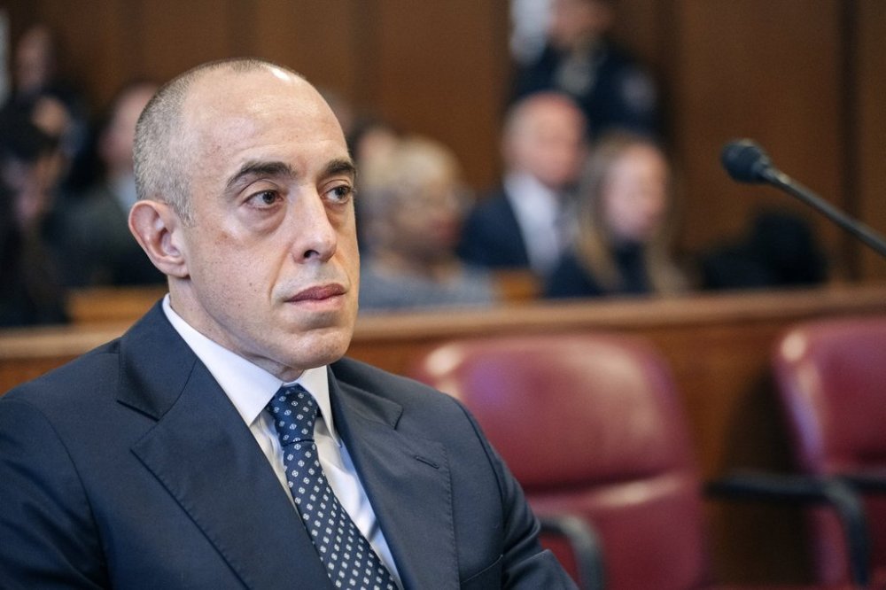 FILE - Emil Bove, attorney for former US President Donald Trump, sits Manhattan criminal court during Trump's sentencing in the hush money case in New York, Jan. 10, 2025. (Jeenah Moon/Pool Photo via AP, file)