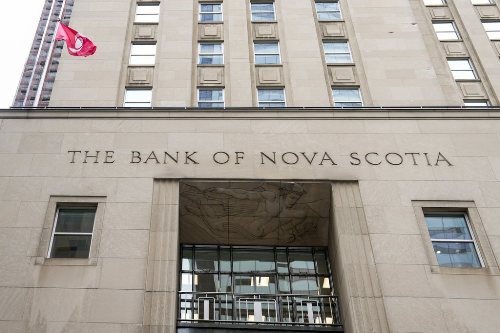 The Bank of Nova Scotia, or Scotiabank, signage is pictured in the financial district in Toronto, Friday, Sept. 8, 2023. THE CANADIAN PRESS/Andrew Lahodynskyj