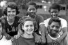 Individual event winners for the final tryouts for the U.S. Olympic women's track and field team pose in Harrisburg, Pa., on July 5, 1952. The individual event winners that will compete at the Helsinki Olympic games are, rear from left, Marjorie Larney, 15, of Brooklyn, Javelin; Mabel Landry, 19, of Chicago, broad jump; Catherine Hardy, 22, of Carrollton, Ga., 200 meter; and front row from left, Janet Dicks, 20, of Harrisburg, Pa., shot put and discus; and Ora Lee Allen, 18, of Chicago, high jump. (AP Photo/File)