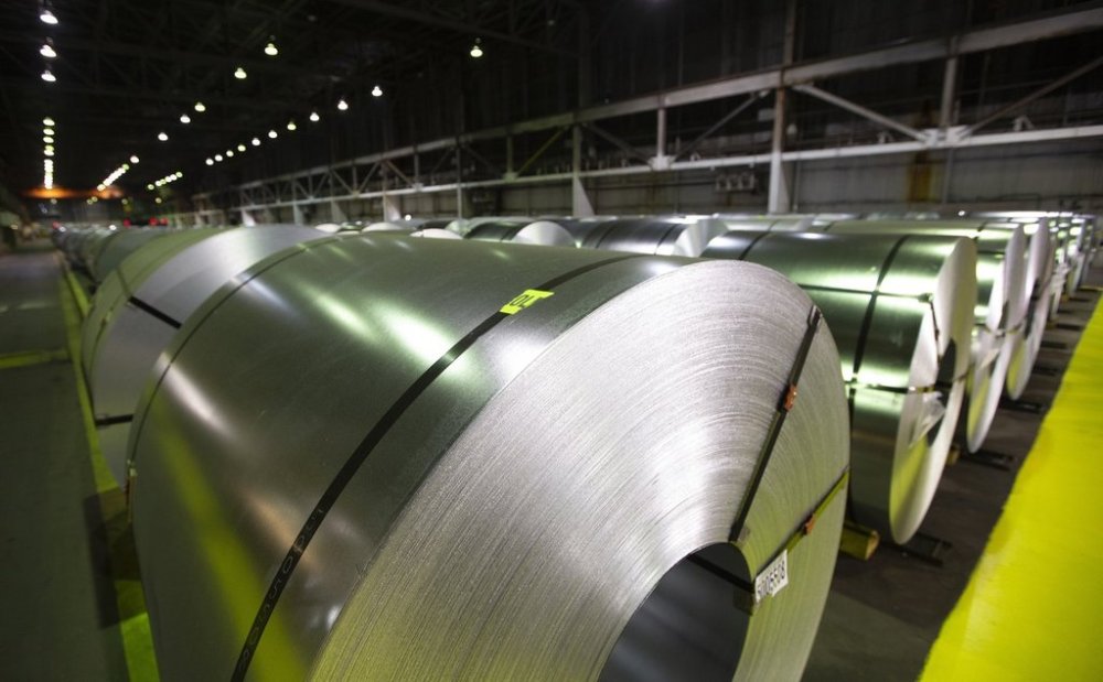 Rolls of coiled coated steel are shown at Stelco before a visit by the Chrystia Freeland, Minister of Foreign Affairs, in Hamilton on June 29, 2018. THE CANADIAN PRESS/Peter Power