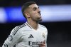 Real Madrid's Dani Ceballos reacts during the Champions League playoff second leg soccer match between Real Madrid and Manchester City at the Santiago Bernabeu Stadium in Madrid, Spain, Wednesday, Feb. 19, 2025. (AP Photo/Bernat Armangue)