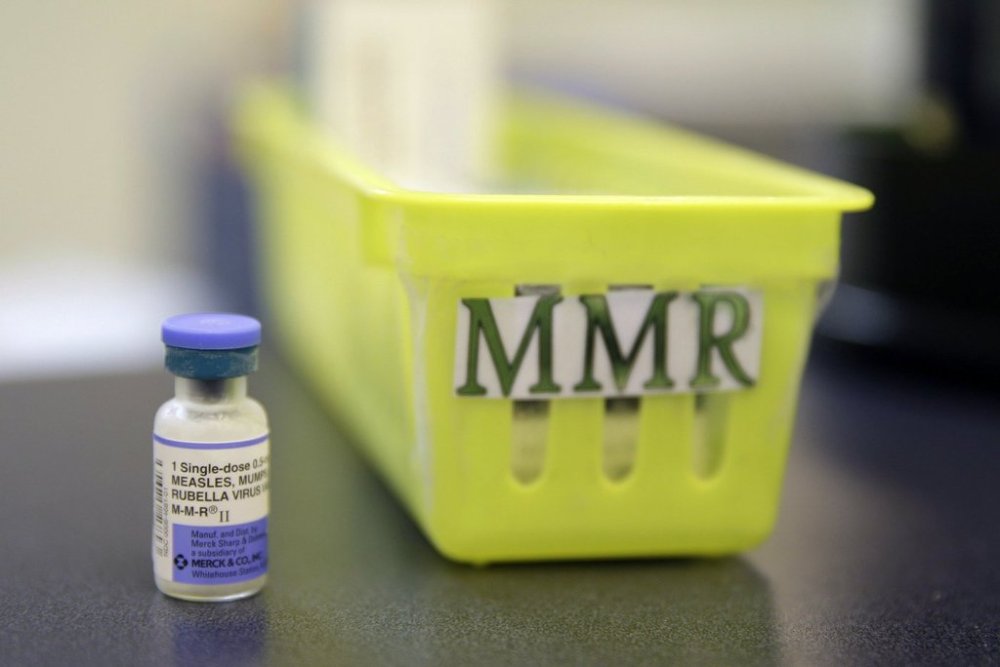 A measles, mumps and rubella vaccine is shown on a countertop at a pediatric clinic in Greenbrae, Calif. on Feb. 6, 2015. Health authorities in British Columbia say a new case of the measles has been confirmed in the Lower Mainland in a resident who travelled to Southeast Asia. THE CANADIAN PRESS/AP, Eric Risberg