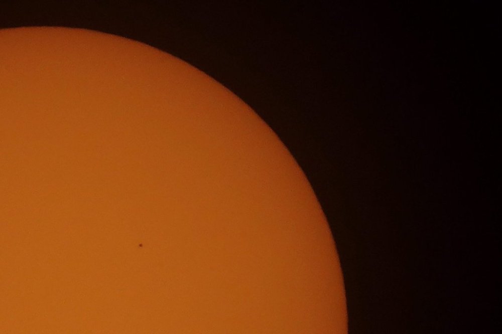 Mercury, centre left, passes between Earth and the sun, Nov. 11, 2019, as seen from Lutherville-Timonium, Md. THE CANADIAN PRESS/AP-Julio Cortez