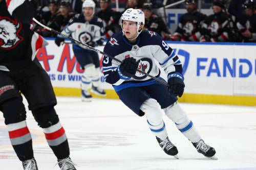 Winnipeg Jets centre Brad Lambert during second period action on Dec. 5 against the Buffalo Sabres. Lambert is currently the Jets 13th forward. (Jeffrey T. Barnes / The Associated Press Files)