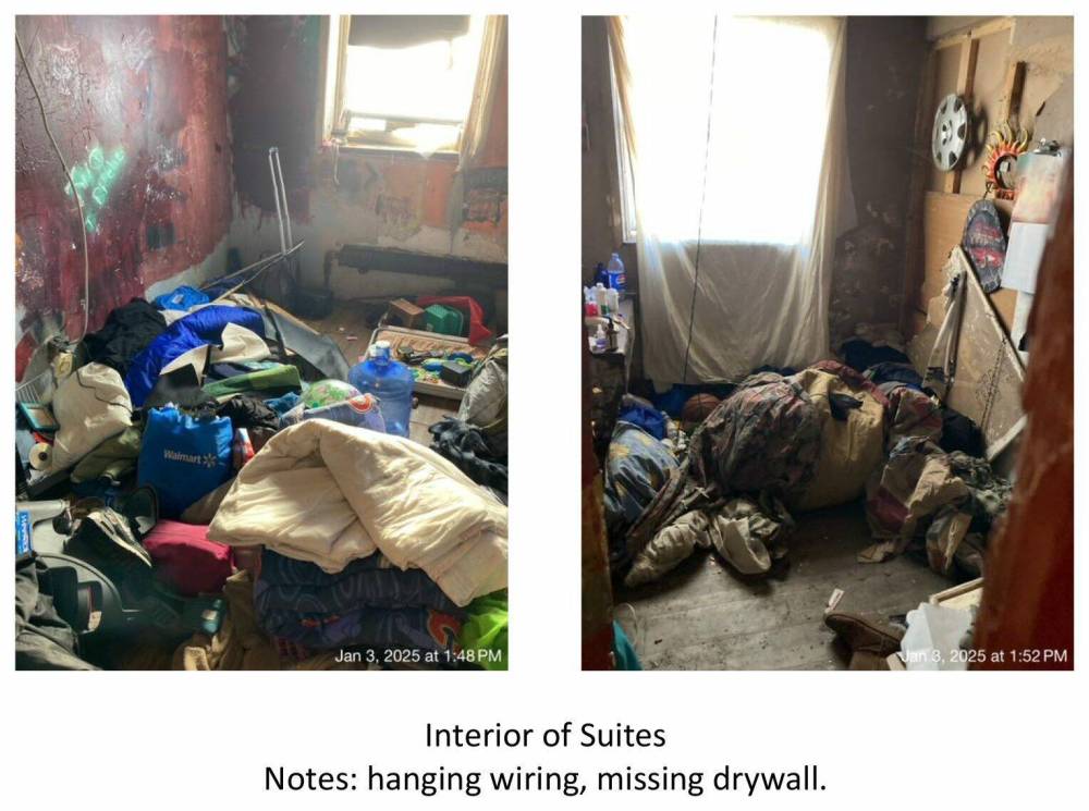 SUPPLIED
The City of Winnipeg vacate premises order points to hanging wiring and missing drywall at the Manwin Hotel.