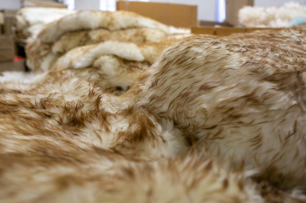 BROOK JONES/FREE PRESS
A Pile of brown tip sheepskins that will be turned into lambswool dusters.