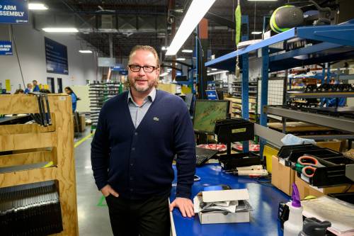 MIKE SUDOMA / FREE PRESS
                                First Light Safety Products president, Kevin Smith on the manufacturing floor Thursday February 13, 2024