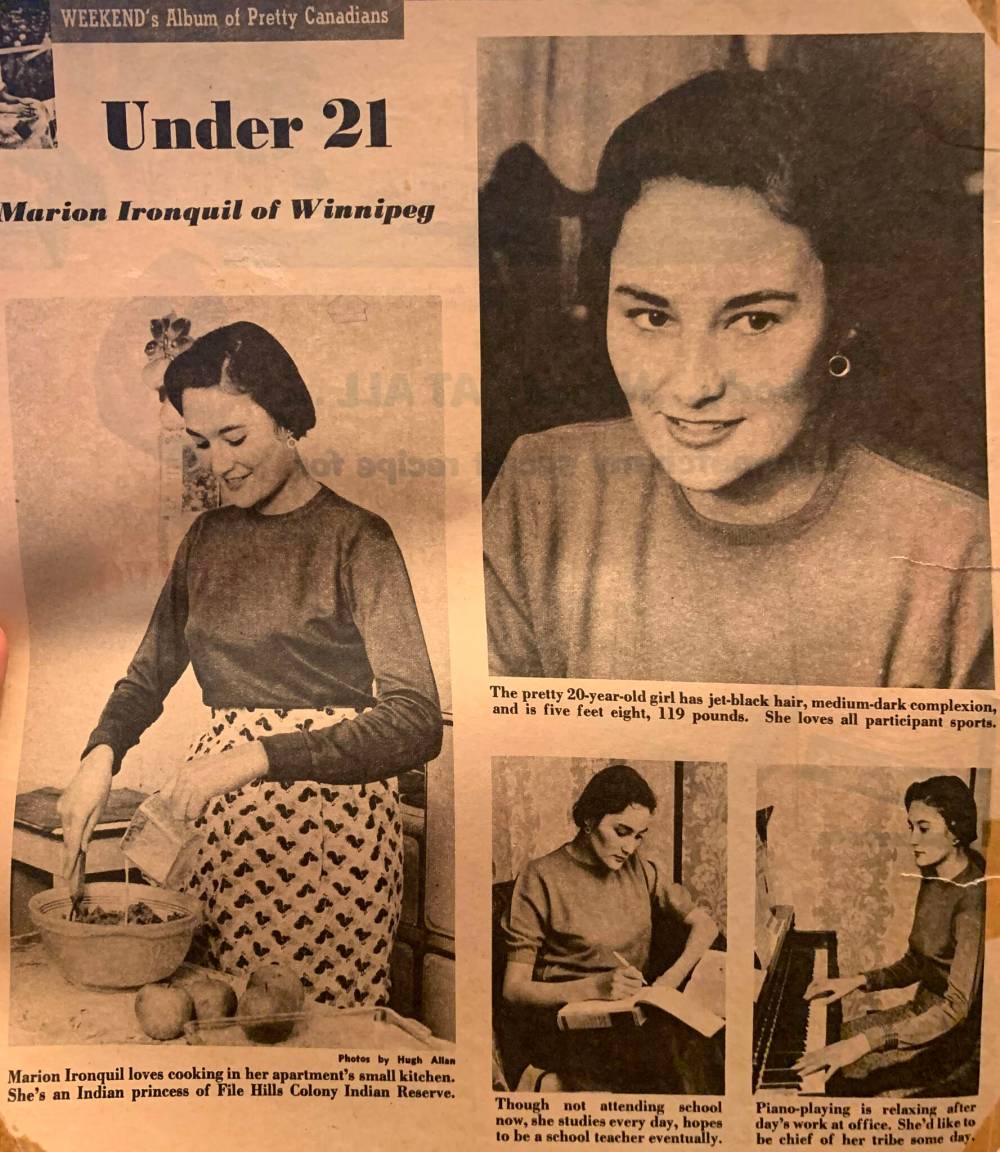SUPPLIED
In 1954, the Winnipeg Free Press referred to
Marion as an ‘Indian Princess.