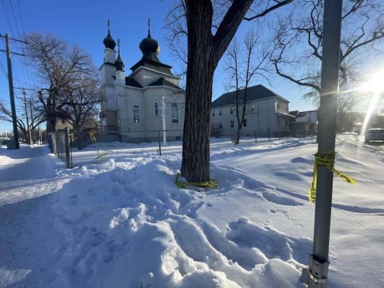 Police tape is seen Thursday in an area near Manitoba Avenue and McKenzie Street, where a shooting was reported Wednesday afternoon. (Mike Deal / Free Press)