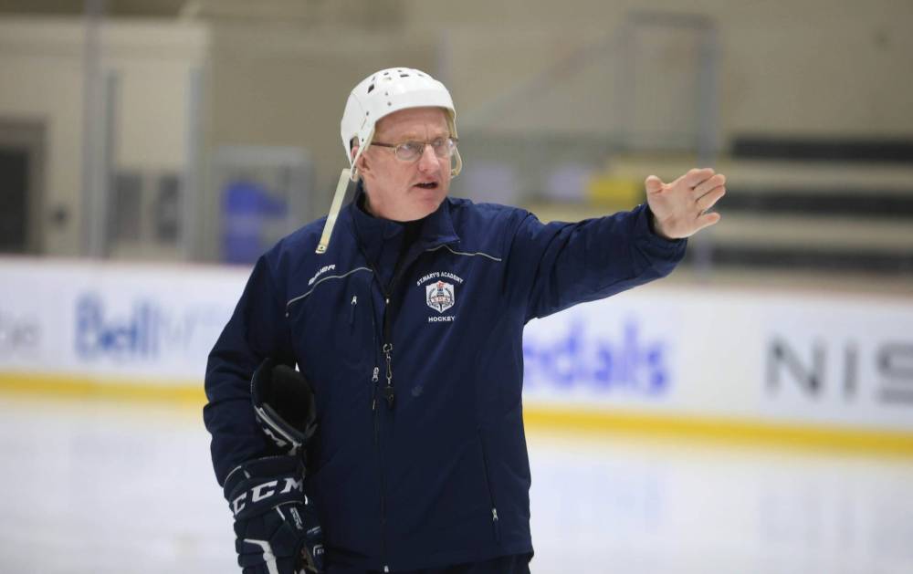 Ruth Bonneville / Free Press
St. Mary’s Academy head coach Larry Bumstead says the team is trying to keep things upbeat and focus on its upcoming games.
