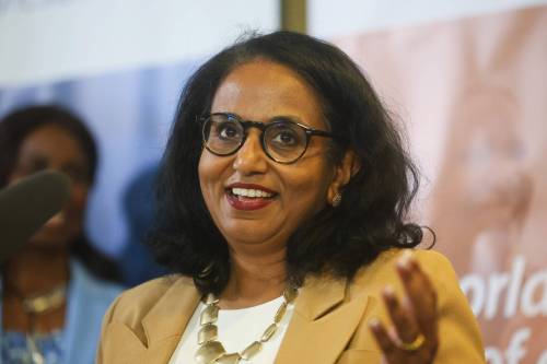 MIKE DEAL / WINNIPEG FREE PRESS Dr. Sri Navaratnam, president and CEO, CancerCare Manitoba, speaks during the announcement. Health Minister Audrey Gordon announces at a media event Thursday afternoon, that the government will be committing $510,000 annually for the operating costs of a new specialized MRI at CancerCare Manitoba (CCMB). She was joined by Janice Feuer, chief development officer, CancerCare Manitoba Foundation Inc., and Dr. Sri Navaratnam, president and CEO, CancerCare Manitoba. 230706 - Thursday, July 6, 2023.