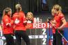 Team Canada skip Rachel Homan, front left to right, second Emma Miskew, vice-skip Tracy Fleury and lead Sarah Wilkes talk to coach Jennifer Jones during Scotties Tournament of Hearts curling action against Alberta&rsquo;s Selena Sturmay in Thunder Bay, Ont., on Thursday, Feb. 20, 2025. THE CANADIAN PRESS/HO - Curling Canada, Andrew Klaver