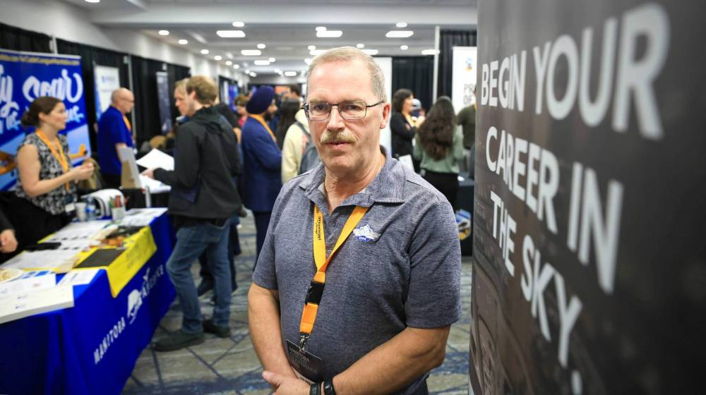 Ruth Bonneville / Free Press
‘It’s a lot of work, it’s a lot of dedication, but it’s extremely worthwhile,’ Jim Bell, organizer for the Manitoba Aviation Council job fair, says of a career in aviation.