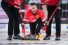 Canada skip Brad Gushue watches his shot while playing Newfoundland and Labrador during the Montana's Brier in Kelowna, B.C., on Friday, Feb. 28, 2025. THE CANADIAN PRESS/Darryl Dyck