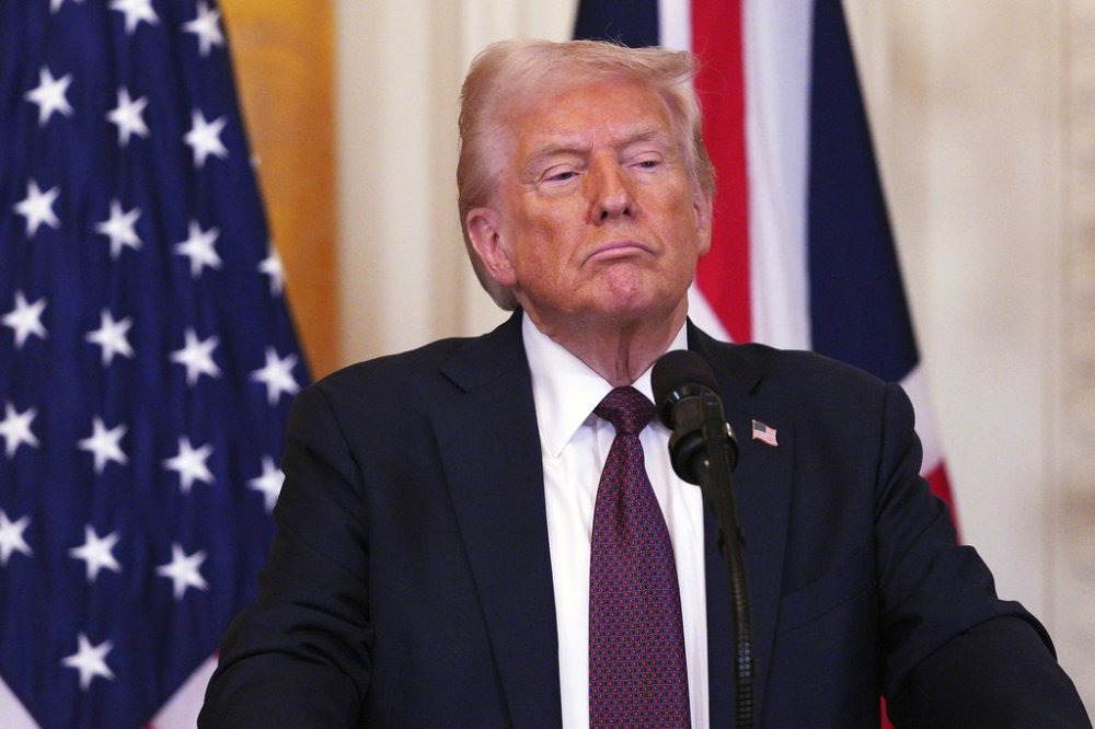 U.S. President Donald Trump speaks during a joint press conference with Britain's Prime Minister Keir Starmer in the East Room at the White House on Thursday, Feb. 27, 2025, in Washington. THE CANADIAN PRESS/Carl Court/Pool Photo via AP