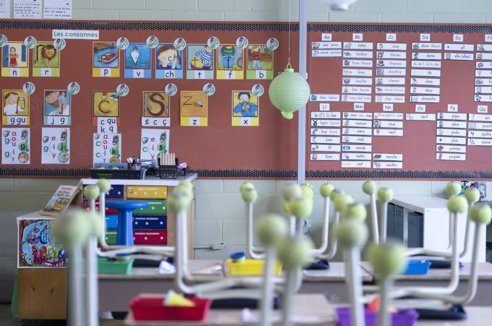 Climate advocacy groups are calling on officials to crackdown on the fossil fuel industry's role in K-12 education, suggesting its alleged influence has gone largely unchecked in the absence of robust climate change education. A classroom is seen in an elementary school in Longueuil, Que., Monday, March 11, 2024. THE CANADIAN PRESS/Christinne Muschi