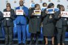 Placeholders prepare for the family photo of the G20 foreign ministers meeting that was later cancelled in Johannesburg, South Africa, Thursday, Feb. 20, 2025. (AP Photo/Jerome Delay)