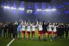 FILE - Hamburger SV players celebrate after a 2:0 victory against Bor. Mönchengladbach during the women's DFB Cup quarter-final in Volksparkstadion in Hamburg, Germany on Feb. 12, 2025. (Gregor Fischer/dpa via AP, File)