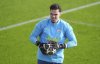 Manchester City goalkeeper Ederson attends a training session at the City Football Academy, Manchester, England, Tuesday, Feb. 18, 2025, ahead of the Champions League playoff second leg soccer match between Real Madrid and Manchester City. (Martin Rickett/PA via AP)