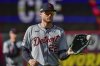 FILE - Detroit Tigers' Parker Meadows takes a throw during warm ups before Game 2 of the AL Division Series against the Cleveland Guardians Monday, Oct. 7, 2024 in Cleveland. (AP Photo/Phil Long, File)