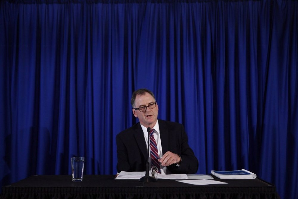 British Columbia Ombudsperson Jay Chalke releases a report during a press conference in Victoria, Thursday, April 6, 2017. THE CANADIAN PRESS/Chad Hipolito
