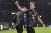 Bayern's Harry Kane celebrates after scoring his side's second goal during the Champions League play off first leg soccer match between Celtic Glasgow and Bayern Munich at the Celtic Park Stadium in Glasgow, Scotland, Wednesday, Feb. 12, 2025. (AP Photo/Scott Heppell)